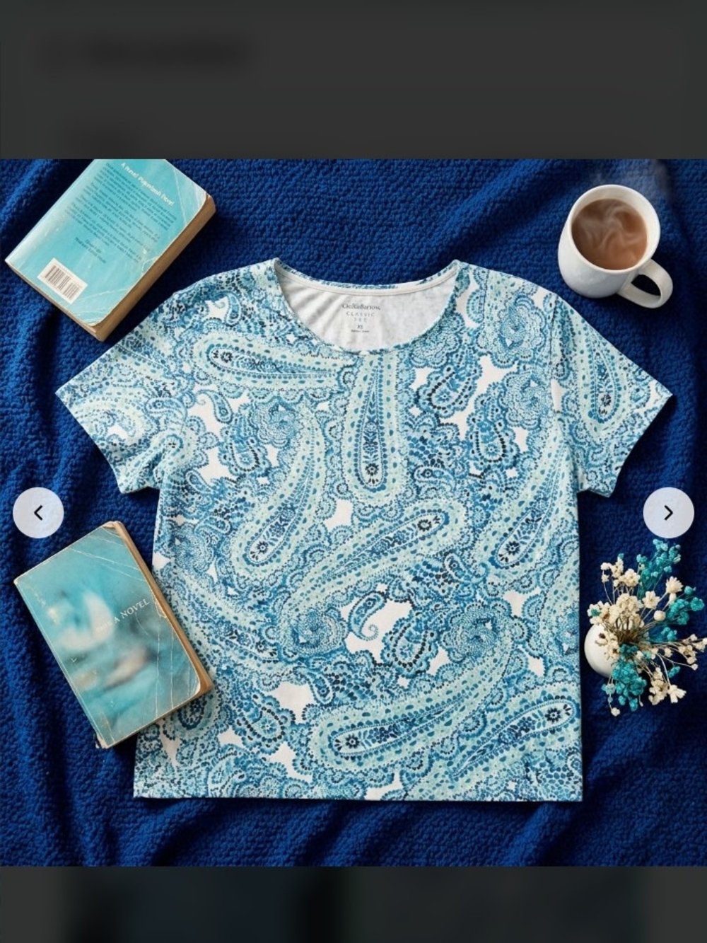 Croft&barrow Size 3x Blue Paisley Short Sleeve Women's Top
